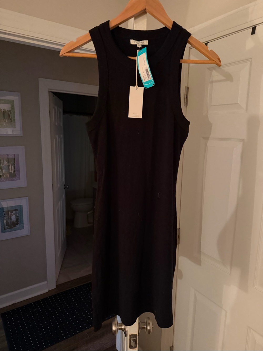 Z Supply Black Ribbed Sleeveless Midi Dress